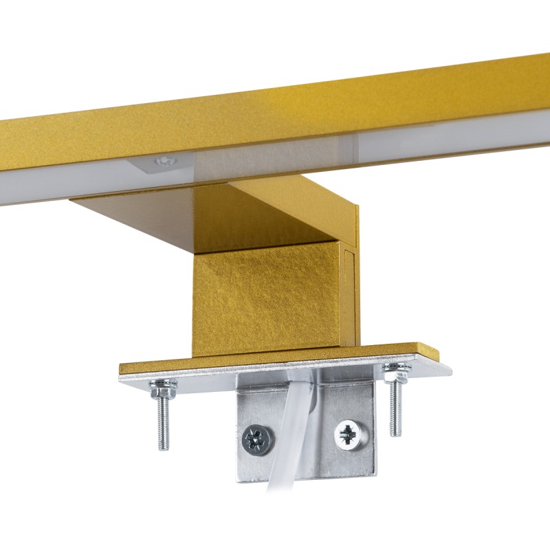 GloboStar® NINA 60421 Μοντέρνο Φωτιστικό Τοίχου - Απλίκα Καθρέπτη Μπάνιου - Πίνακα LED 12W 1400lm 120° AC 220-240V IP44 Μ60 x Π10.5 x Υ4cm - Φυσικό Λευκό 4500K - Χρυσό - 3 Χρόνια Εγγύηση