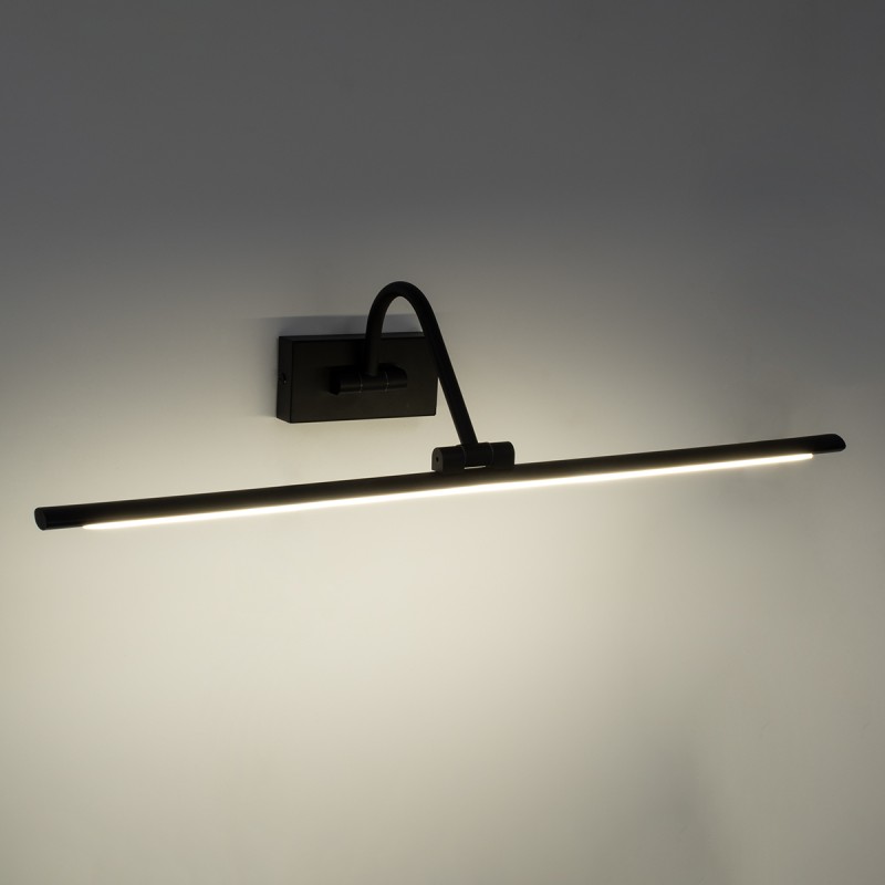 GloboStar® MIRA 60432 Μοντέρνο Φωτιστικό Τοίχου - Απλίκα Καθρέπτη Μπάνιου - Πίνακα LED 12W 1400lm 120° AC 220-240V IP44 Μ60 x Π20 x Υ13cm - Φυσικό Λευκό 4500K - Μαύρο - 3 Χρόνια Εγγύηση