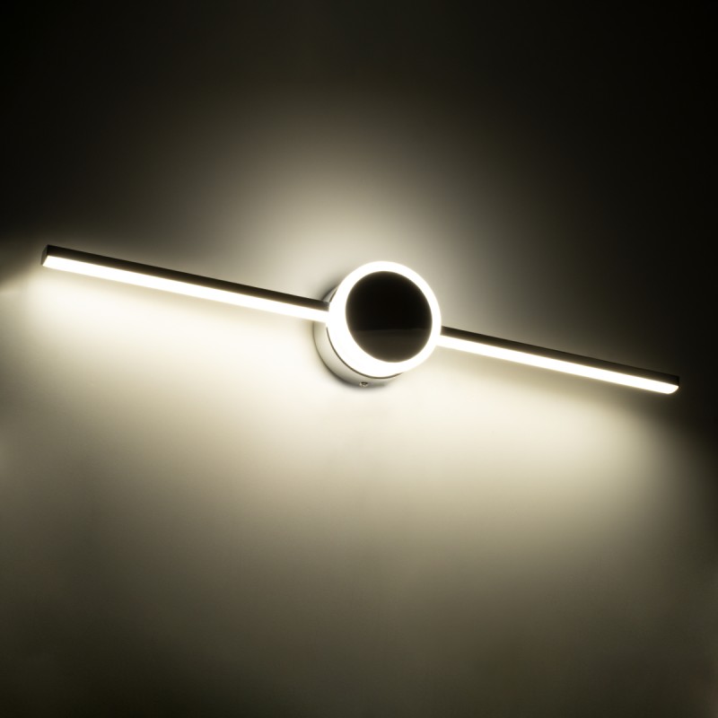 GloboStar® OPAL 60455 Μοντέρνο Φωτιστικό Τοίχου - Απλίκα Καθρέπτη Μπάνιου - Πίνακα LED 14W 1600lm 180° AC 220-240V IP44 Μ60 x Π6 x Υ10cm - Φυσικό Λευκό 4500K - Χρώμιο Νίκελ - 3 Χρόνια Εγγύηση