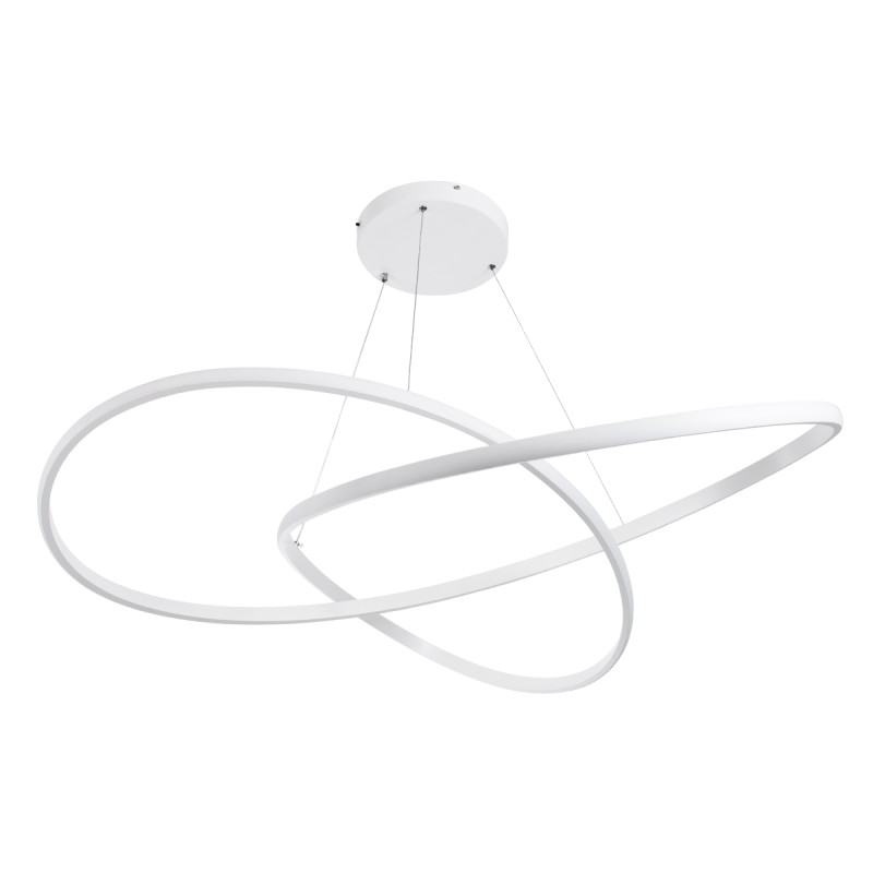 GloboStar® DEXTER 60918 Κρεμαστό Φωτιστικό Οροφής Design LED CCT 120W 13440lm 300° AC 220-240V - Εναλλαγή Φωτισμού μέσω Τηλεχειριστηρίου All In One Ψυχρό 6000k+Φυσικό 4500k+Θερμό 2700k Dimmable Φ103cm - Λευκό - 3 Years Warranty