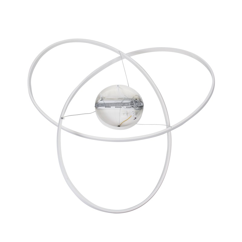 GloboStar® DEXTER 60918 Κρεμαστό Φωτιστικό Οροφής Design LED CCT 120W 13440lm 300° AC 220-240V - Εναλλαγή Φωτισμού μέσω Τηλεχειριστηρίου All In One Ψυχρό 6000k+Φυσικό 4500k+Θερμό 2700k Dimmable Φ103cm - Λευκό - 3 Years Warranty