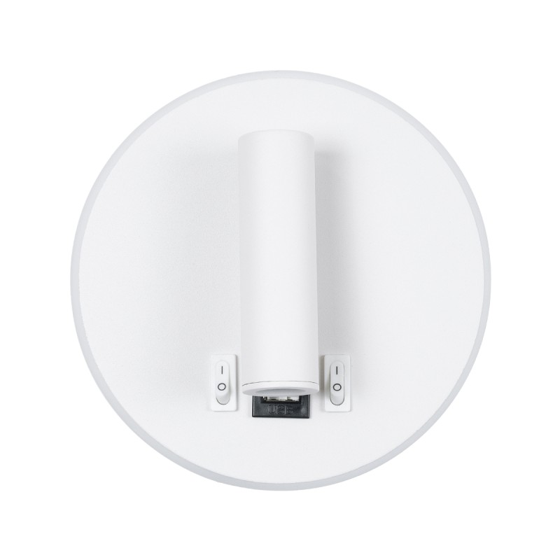 GloboStar® LADY-R 60939 Μοντέρνο Φωτιστικό Τοίχου - Απλίκα Ξενοδοχείου Bed Side LED 6W 600lm 36° & 360° AC 220-240V - Reading Light & Κρυφός Φωτισμός - Φορτιστής USB 3A - Φ15 x Υ7cm - Φυσικό Λευκό 4500K - Λευκό - 3 Χρόνια Εγγύηση