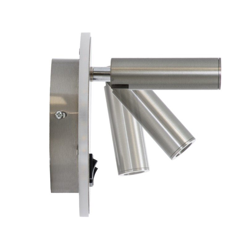 GloboStar® LADY-R 60941 Μοντέρνο Φωτιστικό Τοίχου - Απλίκα Ξενοδοχείου Bed Side LED 6W 600lm 36° & 360° AC 220-240V - Reading Light & Κρυφός Φωτισμός - Φορτιστής USB 3A - Φ15 x Υ7cm - Φυσικό Λευκό 4500K - Νίκελ Βούρτσας - 3 Χρόνια Εγγύηση