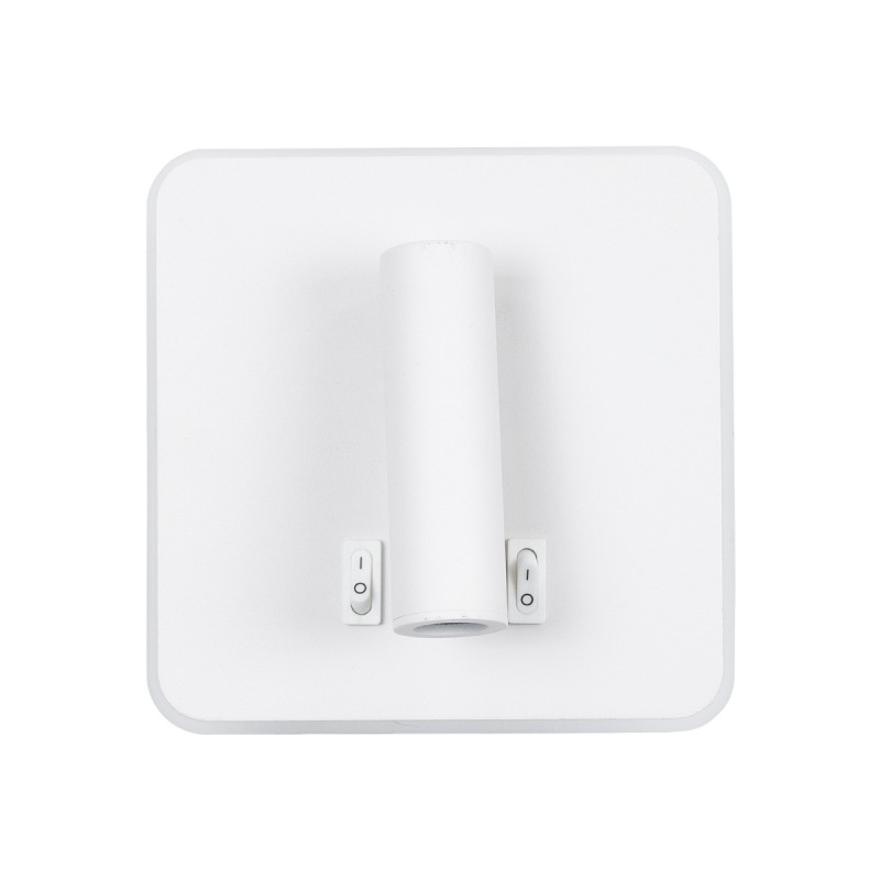 GloboStar® LADY-S 60943 Μοντέρνο Φωτιστικό Τοίχου - Απλίκα Ξενοδοχείου Bed Side LED 6W 600lm 36° & 360° AC 220-240V - Reading Light & Κρυφός Φωτισμός - Φορτιστής USB 3A - Μ15 x Π15 x Υ7cm - Φυσικό Λευκό 4500K - Λευκό - 3 Χρόνια Εγγύηση