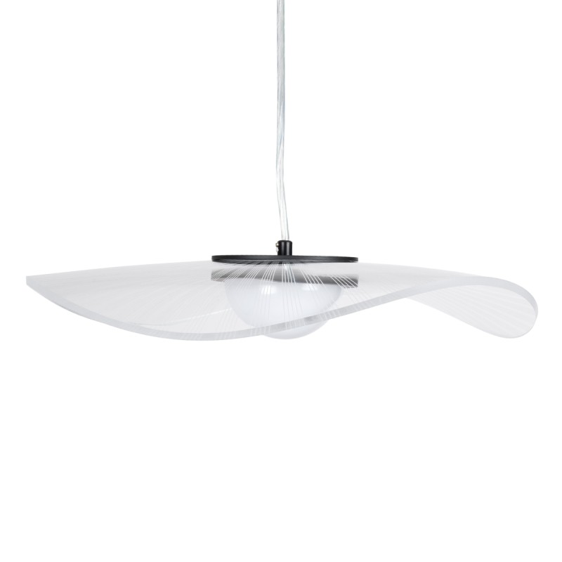 GloboStar® ACRYLICA 60974 Κρεμαστό Φωτιστικό Οροφής Design LED CCT 20W 2240lm 360° AC 220-240V - Εναλλαγή Φωτισμού μέσω Διακόπτη On/Off All In One Ψυχρό 6000k+Φυσικό 4500k+Θερμό 2700k Φ40cm - Μαύρο με Διάφανο Laser Designed Plexiglass - 3 Years Warranty