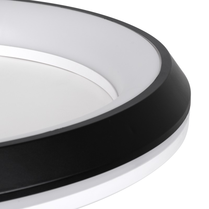 GloboStar® MELINA 61040 Πλαφονιέρα Οροφής Κύκλος LED CCT 55W 6376lm 120° AC 220-240V - Εναλλαγή Φωτισμού μέσω Τηλεχειριστηρίου All In One Ψυχρό Λευκό 6000k+Φυσικό Λευκό 4500k+Θερμό Λευκό 2700k Dimmable Φ48cm - Μαύρο - 3 Years Warranty