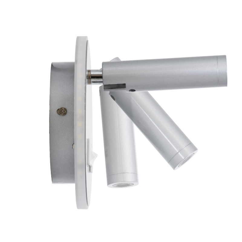 GloboStar® JERSEY 61103 Μοντέρνο Φωτιστικό Τοίχου - Απλίκα Ξενοδοχείου Bed Side LED 10W 1380lm 36° & 360° AC 220-240V - Reading Light & 360° Κρυφός Φωτισμός - Φορτιστής USB 3A - Φ14.5 x Π4cm - Φυσικό Λευκό 4500K - Νίκελ Βούρτσας