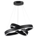 GloboStar® VENOM DUO 61185-DECO Κρεμαστό Φωτιστικό Δαχτυλίδι-Κύκλος LED CCT 75W 8818lm 120° AC 220-240V - Εναλλαγή Φωτισμού μέσω Τηλεχειριστηρίου All In One Ψυχρό 6000K+Φυσικό 4500K+Θερμό 2700K Dimmable Φ40+60cm - Μαύρο - 3 Years Warranty