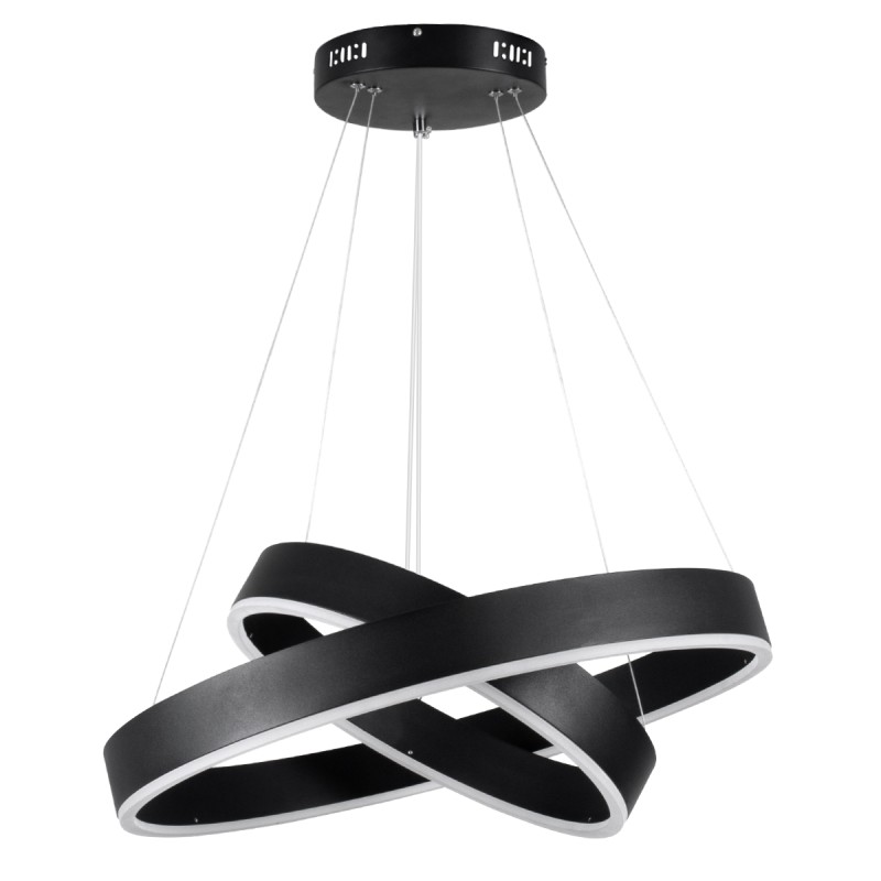 GloboStar® VENOM DUO 61185-DECO Κρεμαστό Φωτιστικό Δαχτυλίδι-Κύκλος LED CCT 75W 8818lm 120° AC 220-240V - Εναλλαγή Φωτισμού μέσω Τηλεχειριστηρίου All In One Ψυχρό 6000K+Φυσικό 4500K+Θερμό 2700K Dimmable Φ40+60cm - Μαύρο - 3 Years Warranty