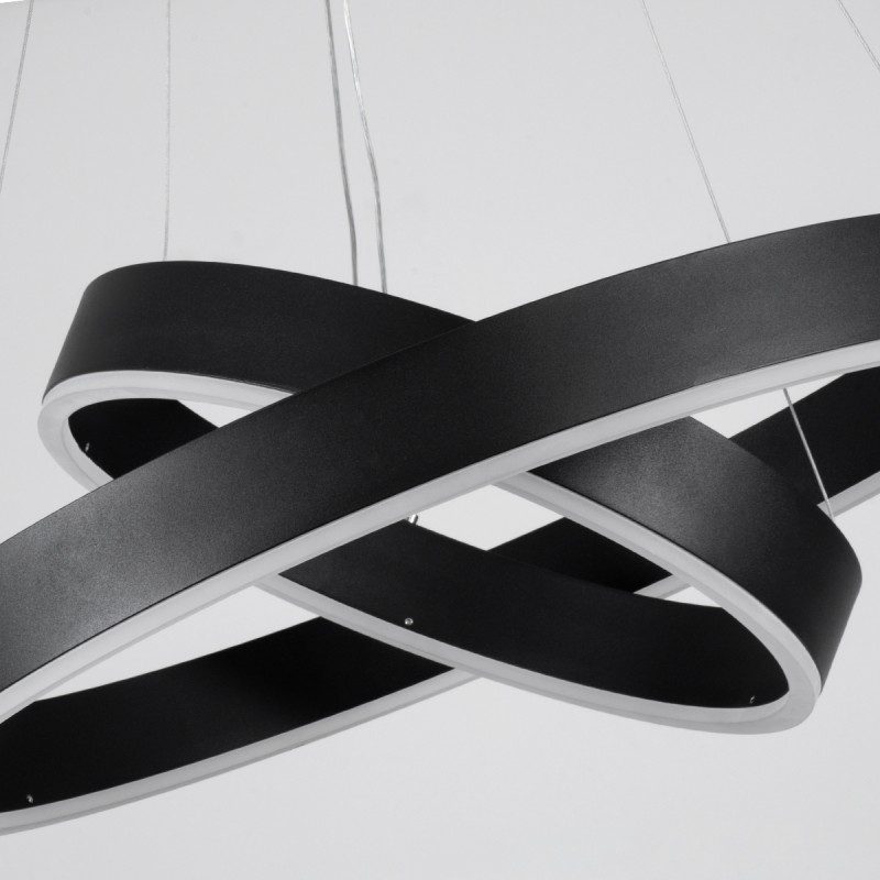 GloboStar® VENOM DUO 61185-DECO Κρεμαστό Φωτιστικό Δαχτυλίδι-Κύκλος LED CCT 75W 8818lm 120° AC 220-240V - Εναλλαγή Φωτισμού μέσω Τηλεχειριστηρίου All In One Ψυχρό 6000K+Φυσικό 4500K+Θερμό 2700K Dimmable Φ40+60cm - Μαύρο - 3 Years Warranty