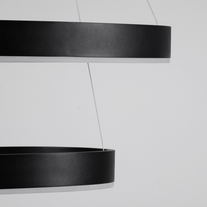 GloboStar® VENOM DUO 61185-DECO Κρεμαστό Φωτιστικό Δαχτυλίδι-Κύκλος LED CCT 75W 8818lm 120° AC 220-240V - Εναλλαγή Φωτισμού μέσω Τηλεχειριστηρίου All In One Ψυχρό 6000K+Φυσικό 4500K+Θερμό 2700K Dimmable Φ40+60cm - Μαύρο - 3 Years Warranty