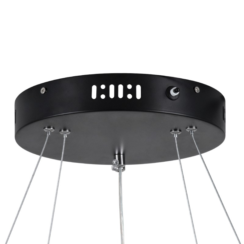 GloboStar® VENOM DUO 61185-DECO Κρεμαστό Φωτιστικό Δαχτυλίδι-Κύκλος LED CCT 75W 8818lm 120° AC 220-240V - Εναλλαγή Φωτισμού μέσω Τηλεχειριστηρίου All In One Ψυχρό 6000K+Φυσικό 4500K+Θερμό 2700K Dimmable Φ40+60cm - Μαύρο - 3 Years Warranty