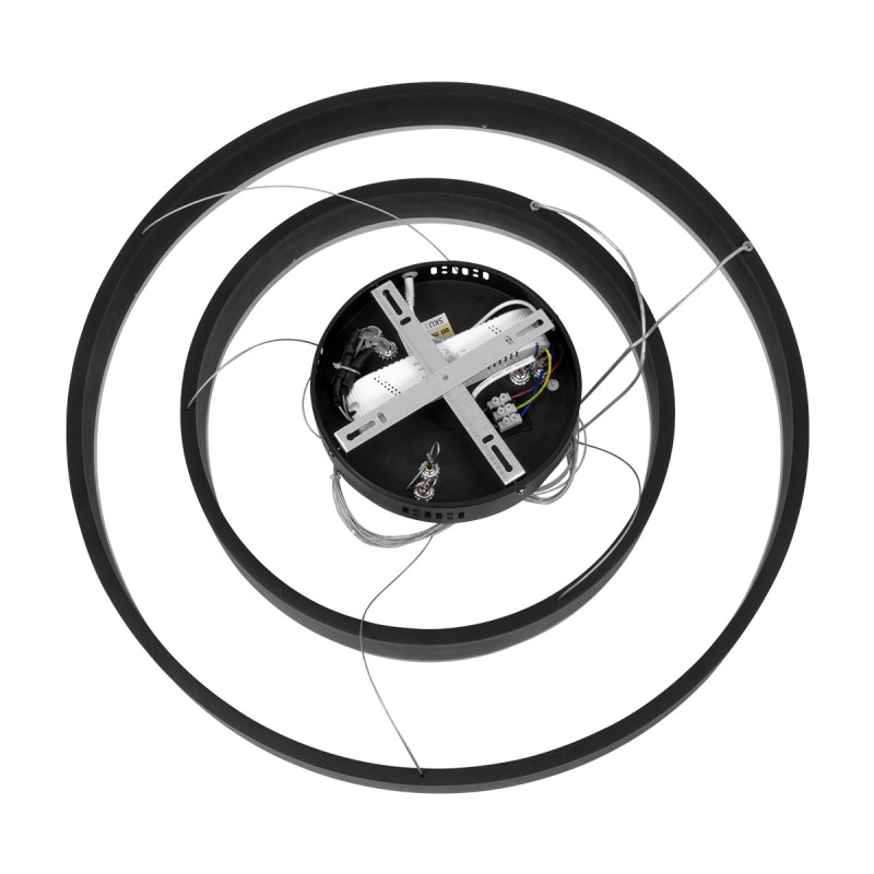 GloboStar® VENOM DUO 61185-DECO Κρεμαστό Φωτιστικό Δαχτυλίδι-Κύκλος LED CCT 75W 8818lm 120° AC 220-240V - Εναλλαγή Φωτισμού μέσω Τηλεχειριστηρίου All In One Ψυχρό 6000K+Φυσικό 4500K+Θερμό 2700K Dimmable Φ40+60cm - Μαύρο - 3 Years Warranty