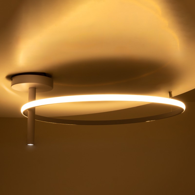 GloboStar® VERONA 61224 Φωτιστικό Οροφής Δαχτυλίδι-Κύκλος LED CCT 36W 4032lm 360° AC 220-240V - Εναλλαγή Φωτισμού μέσω Διακόπτη On/Off All In One Ψυχρό 6000k+Φυσικό 4500k+Θερμό 2700K Φ60 x Υ23cm - Λευκό - 3 Χρόνια Εγγύηση