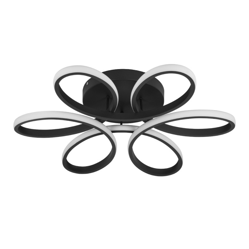 GloboStar® MARGARET 61400 Φωτιστικό Οροφής Design LED CCT 54W 6210lm 360° AC 220-240V - Εναλλαγή Φωτισμού μέσω Τηλεχειριστηρίου All In One Ψυχρό 6000k+Φυσικό 4500k+Θερμό 2700k Dimmable Φ57 x Υ12cm - Μαύρο - 3 Years Warranty