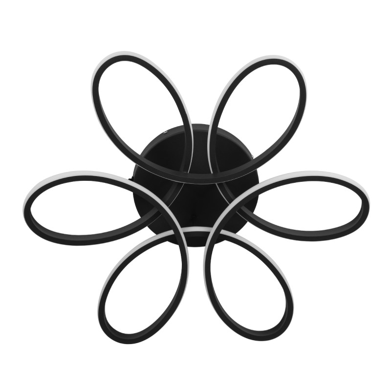 GloboStar® MARGARET 61400 Φωτιστικό Οροφής Design LED CCT 54W 6210lm 360° AC 220-240V - Εναλλαγή Φωτισμού μέσω Τηλεχειριστηρίου All In One Ψυχρό 6000k+Φυσικό 4500k+Θερμό 2700k Dimmable Φ57 x Υ12cm - Μαύρο - 3 Years Warranty