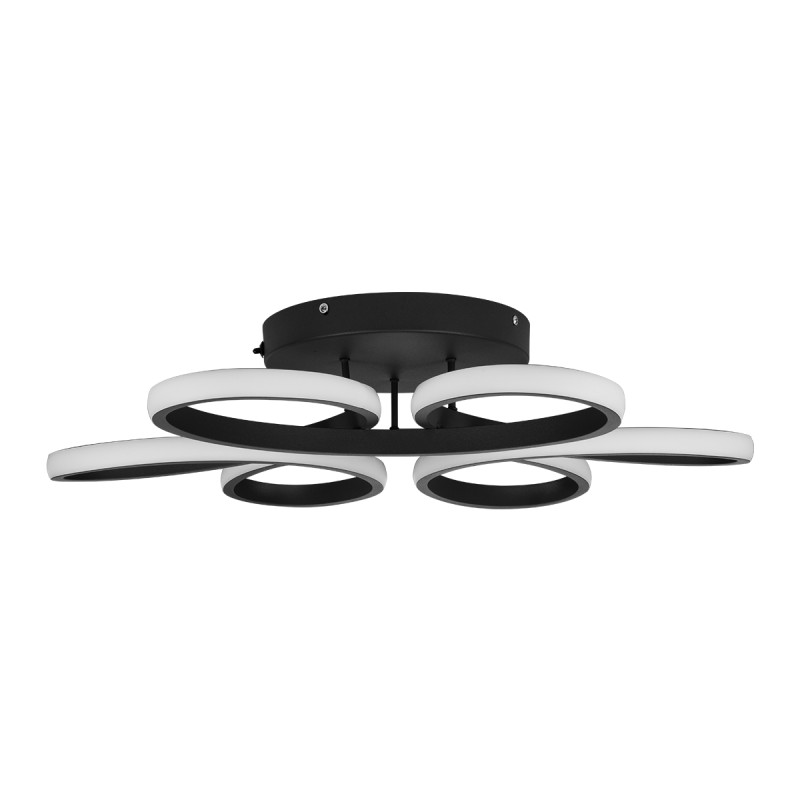 GloboStar® MARGARET 61400 Φωτιστικό Οροφής Design LED CCT 54W 6210lm 360° AC 220-240V - Εναλλαγή Φωτισμού μέσω Τηλεχειριστηρίου All In One Ψυχρό 6000k+Φυσικό 4500k+Θερμό 2700k Dimmable Φ57 x Υ12cm - Μαύρο - 3 Years Warranty