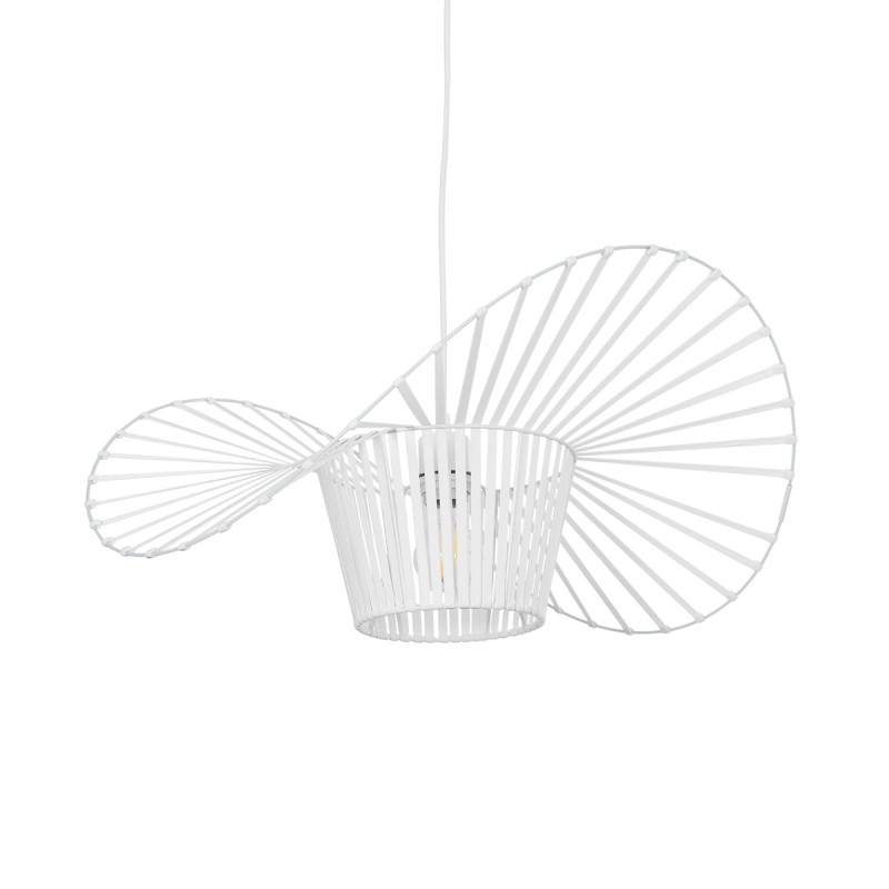 GloboStar® WIDOW 61465 Μοντέρνο Κρεμαστό Φωτιστικό Πλέγμα Μονόφωτο 1 x E27 IP20 Λευκό Σχοινί με Λευκό Σύρμα - Μ65 x Π65 x Υ25cm