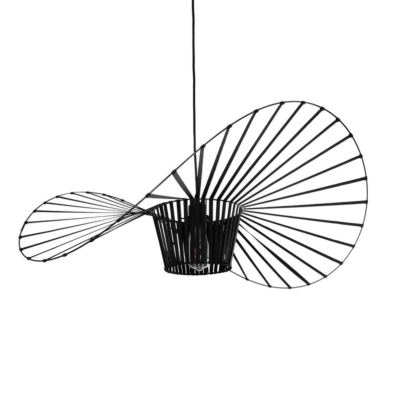 GloboStar® WIDOW 61466 Μοντέρνο Κρεμαστό Φωτιστικό Πλέγμα Μονόφωτο 1 x E27 IP20 Μαύρο Σχοινί με Μαύρο Σύρμα - Μ80 x Π80 x Υ30cm