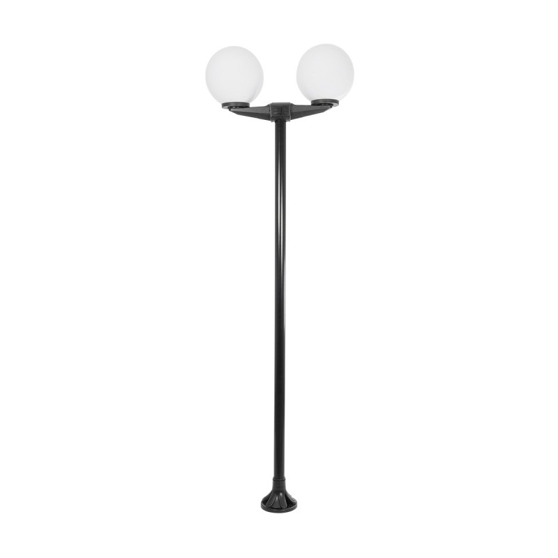 GLOBOSTAR® AGROS 61598 Φωτιστικό Κολωνάκι Κήπου με Ντουί 2 x E27 AC 220-240V Αδιάβροχο IP65 - Λευκό & Μάυρο - Μ75 x Π30 x Υ240cm
