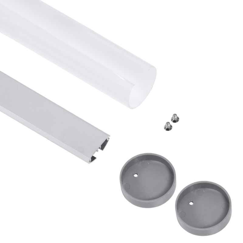 GloboStar® SURFACEPENDANT-PROFILE 70853-3M Προφίλ Αλουμινίου - Βάση & Ψύκτρα Ταινίας LED με Λευκό Γαλακτερό Κάλυμμα - Επιφανειακή & Κρεμαστή Χρήση - Πατητό Κάλυμμα - Ασημί - 3 Μέτρα - Μ300 x Φ3cm