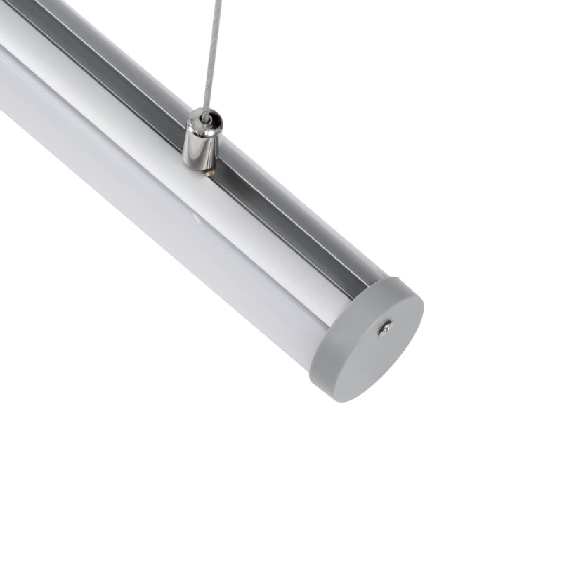 GloboStar® SURFACEPENDANT-PROFILE 70853-3M Προφίλ Αλουμινίου - Βάση & Ψύκτρα Ταινίας LED με Λευκό Γαλακτερό Κάλυμμα - Επιφανειακή & Κρεμαστή Χρήση - Πατητό Κάλυμμα - Ασημί - 3 Μέτρα - Μ300 x Φ3cm