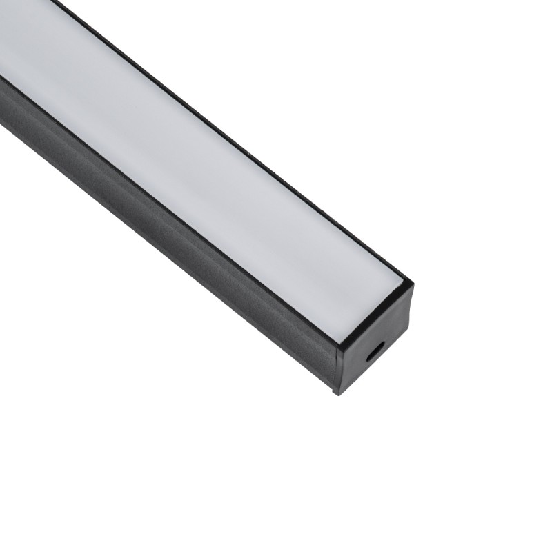 GloboStar® SURFACE-PROFILE 70869-3M Προφίλ Αλουμινίου - Βάση & Ψύκτρα Ταινίας LED με Λευκό Γαλακτερό Κάλυμμα - Επιφανειακή Χρήση - Πατητό Κάλυμμα - Μαύρο - 3 Μέτρα - Πακέτο 5 Τεμαχίων - Μ300 x Π2.3 x Υ2cm