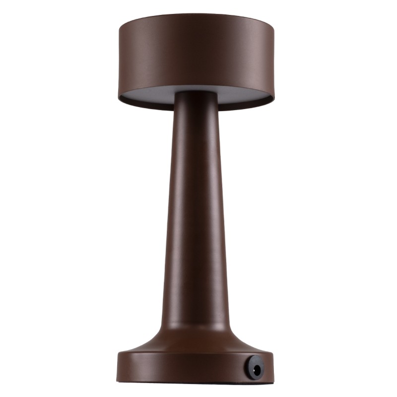 GloboStar® BELLA 76507 Μοντέρνο Επιτραπέζιο Φωτιστικό Πορτατίφ LED 1.5W 105lm 120° DC 5V Επαναφορτιζόμενο με Μπαταρία Li-ion 1800mAh - Διακόπτη Αφής με 3 Εντάσεις Φωτισμού Θερμό Λευκό 2700K Dimmable - Φ9 x 21cm - Σκούρο Καφέ