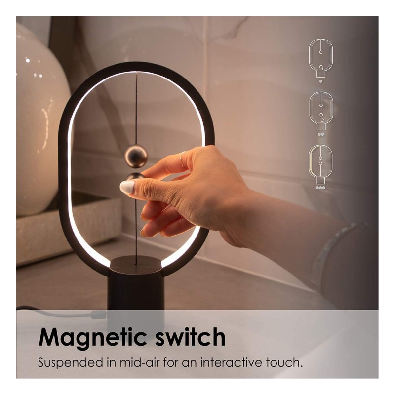 GloboStar® MAGNET 76545 Μοντέρνο Φωτιστικό Γραφείου Ανοιχτό Γκρι LED 15 Watt 1500lm DC 5V με Μαγνητικό Διακόπτη & Καλώδιο Τροφοδοσίας USB Θερμό Λευκό 2700K