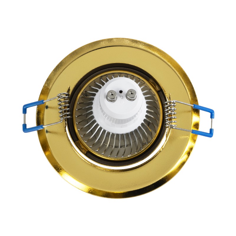 GloboStar® DELTA 77818 Χωνευτό Κινούμενο Στρόγγυλο Σποτ Οροφής για Λάμπα MR16 με Βάση GU5.3 ή GU10 - IP20 - Μεταλλικό - Φ92 x Υ28mm - Χρυσό Πλατίνα - 5 Χρόνια Εγγύηση
