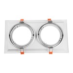 GloboStar® VITA 77854 Χωνευτό Κινούμενο Διπλό Τετράγωνο Σποτ Οροφής για Λάμπα AR111 - IP20 - Χυτό Αλουμίνιο - M33.5 x Π17.5 x Y5.5cm - Λευκό - 5 Χρόνια Εγγύηση