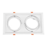 GloboStar® VITA 77854 Χωνευτό Κινούμενο Διπλό Τετράγωνο Σποτ Οροφής για Λάμπα AR111 - IP20 - Χυτό Αλουμίνιο - M33.5 x Π17.5 x Y5.5cm - Λευκό - 5 Χρόνια Εγγύηση