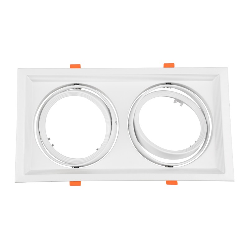 GloboStar® VITA 77854 Χωνευτό Κινούμενο Διπλό Τετράγωνο Σποτ Οροφής για Λάμπα AR111 - IP20 - Χυτό Αλουμίνιο - M33.5 x Π17.5 x Y5.5cm - Λευκό - 5 Χρόνια Εγγύηση