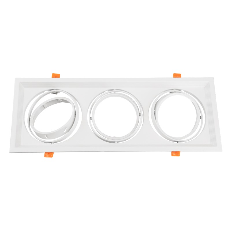 GloboStar® VITA 77856 Χωνευτό Κινούμενο Τριπλο Τετράγωνο Σποτ Οροφής για Λάμπα AR111 - IP20 - Χυτό Αλουμίνιο - M48.7 x Π18.7 x Y5.5cm - Λευκό - 5 Χρόνια Εγγύηση