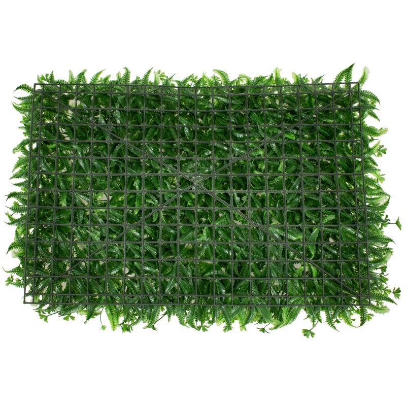 GloboStar® 78411 Artificial - Συνθετικό Τεχνητό Διακοσμητικό Πάνελ Φυλλωσιάς - Κάθετος Κήπος Τριφύλλι - Νάνος Φτέρη Πράσινο Μ60 x Υ40 x Π8cm