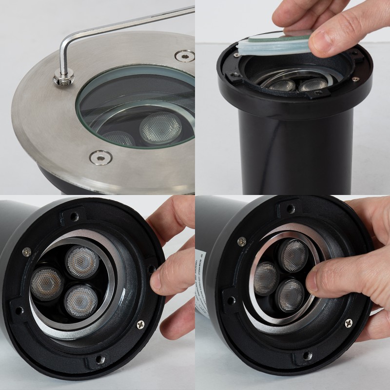 GloboStar® UNDERWATER-LUNTA 90403 Υποβρύχιο Χωνευτό Κινούμενο Φωτιστικό Σποτ Ειδικό για Σιντριβάνια LED 12W 1020lm 60° DC 24V Αδιάβροχο IP68 Φ12 x Υ13cm RGBW DMX512 - Ανοξείδωτο Ατσάλι - 3 Years Warranty