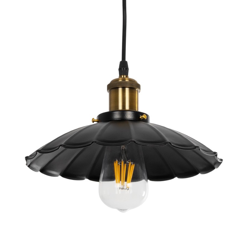 GLOBOSTAR® MARGI 999-0229 Vintage Κρεμαστό Φωτιστικό Οροφής με Ντουί 1 x E27 AC 220-240V IP20 - Μαύρο & Χρυσό - Μ26 x Π26 x Υ14cm