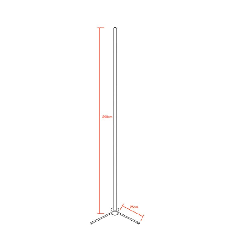 Μοντέρνο Minimal Επιδαπέδιο Μαύρο Φωτιστικό 200cm LED 32 Watt με Ασύρματο Χειριστήριο RF & Dimmer Ψυχρό Λευκό 6000k GloboStar ALIEN Design GLOBO-200-1