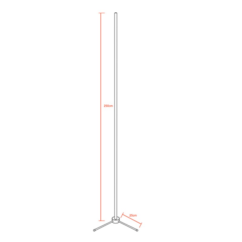Μοντέρνο Minimal Επιδαπέδιο Μαύρο Φωτιστικό 250cm LED 40 Watt με Ασύρματο Χειριστήριο RF & Dimmer Μπλε GloboStar ALIEN Design GLOBO-250-6