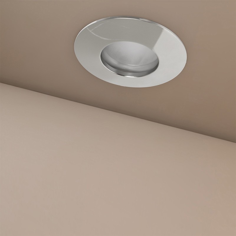 kelvo® KAPA KLV-101-0040 Χωνευτό Φωτιστικό Downlight Σποτ Μπάνιου για Λάμπα MR16 με Ντουί GU10 AC 220-240V Αδιάβροχο IP65 - Νίκελ Χρώμιο - Μ8.5 x Π8.5 x Υ4.2cm / Q7.5cm