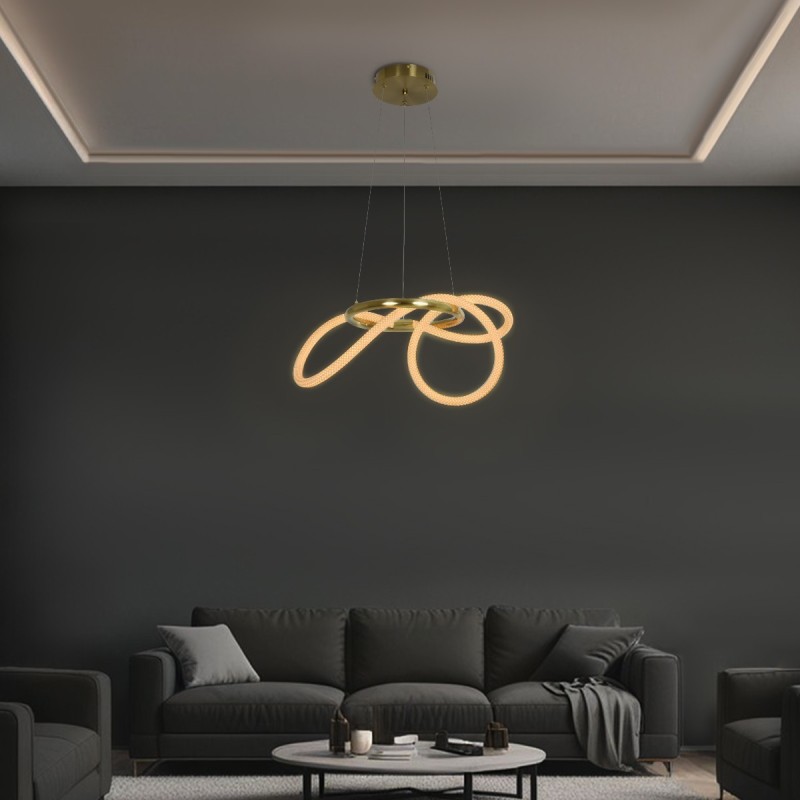 kelvo® GLOW KLV-101-0161 Κρεμαστό Φωτιστικό Οροφής LED 30W 3000lm 360° AC 220-240V IP20 Ρυθμιζόμενο Λευκό CCT με Χειριστήριο από 2700K έως 6000K Dimmable - Lumileds SMD Chip - Χρυσό Πλατίνα - Μ40 x Π40 x Υ30cm - 3 Χρόνια Εγγύηση