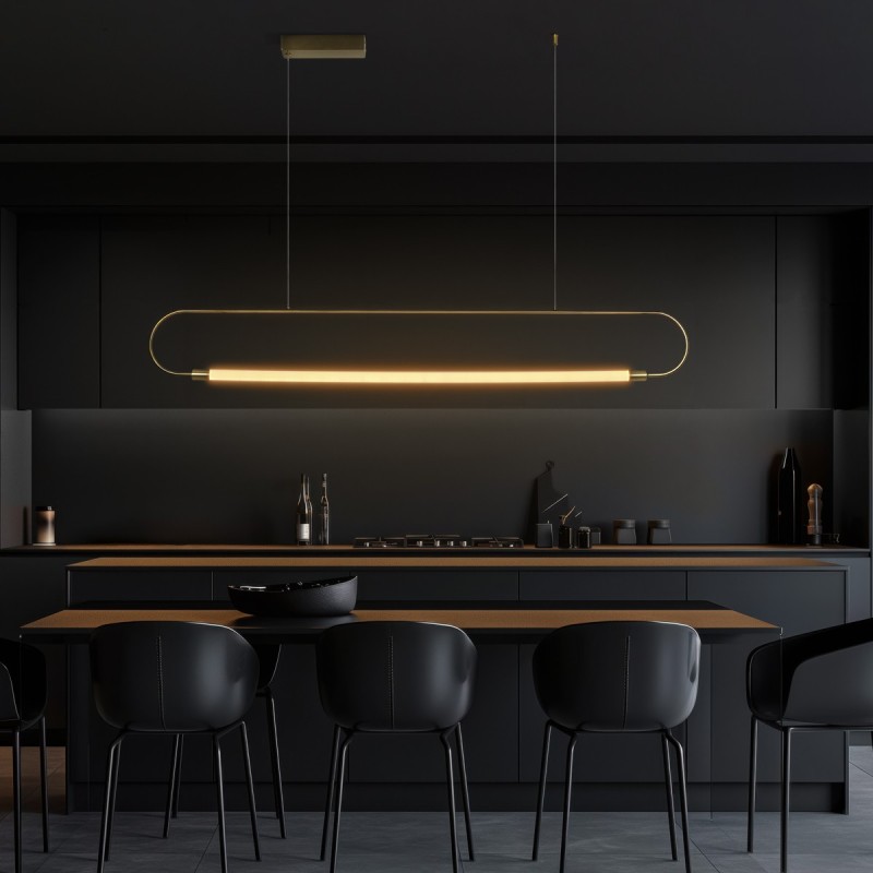 kelvo® GLOW KLV-101-0177 Κρεμαστό Φωτιστικό Οροφής LED 15W 1500lm 360° AC 220-240V IP20 Ρυθμιζόμενο Λευκό CCT με Χειριστήριο από 2700K έως 6000K Dimmable - Lumileds SMD Chip - Χρυσό Πλατίνα - Μ120 x Π3 x Υ17cm - 3 Χρόνια Εγγύηση