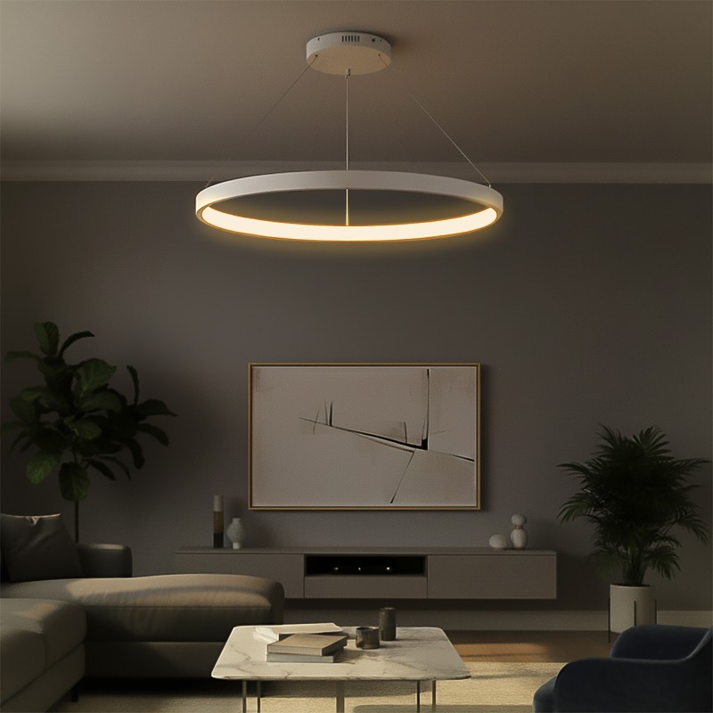 kelvo® NEMESIS KLV-101-0215 Κρεμαστό Φωτιστικό Οροφής LED 75W 7500lm 180° AC 220-240V IP20 Ρυθμιζόμενο Λευκό CCT με Χειριστήριο από 2700K έως 6000K Dimmable - Lumileds SMD Chip - Λευκό Ματ - Μ100 x Π100 x Υ4cm - 3 Χρόνια Εγγύηση