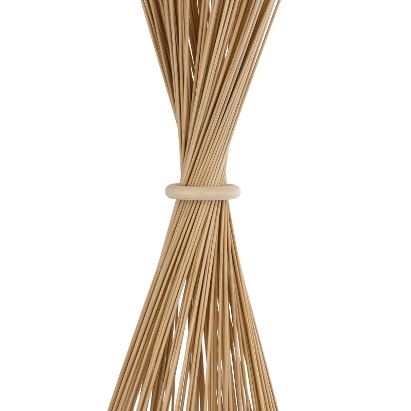 GloboStar® PORTONOVO S-02276 Boho Επιδαπέδιο Φωτιστικό Μονόφωτο 1 x E27 AC220-240V IP20 - Φ35 x Υ165cm - Μπεζ Ξύλινο Πλέγμα