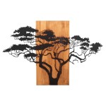 ΔΙΑΚΟΣΜΗΤΙΚΟ ΤΟΙΧΟΥ ΦΙΓΟΥΡΑ ΔΕΝΤΡΟΥ HM4648-ΦΥΛΛΑ ΜΕΤΑΛΛΟΥ-ΞΥΛΟ 90x3(βάθος)x58Υεκ.