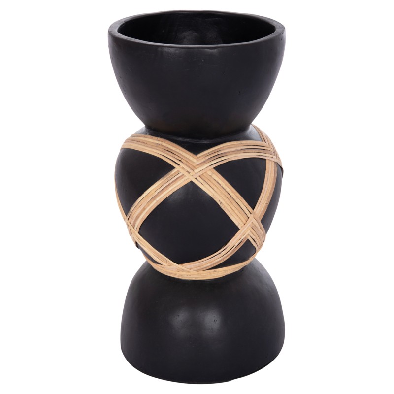 ΔΙΑΚΟΣΜΗΤΙΚΟ ΒΑΖΟ ΔΑΠΕΔΟΥ MAYNARD HM4672.01L FIBER CEMENT ΜΑΥΡΟ-RATTAN Φ32x62.5Υεκ