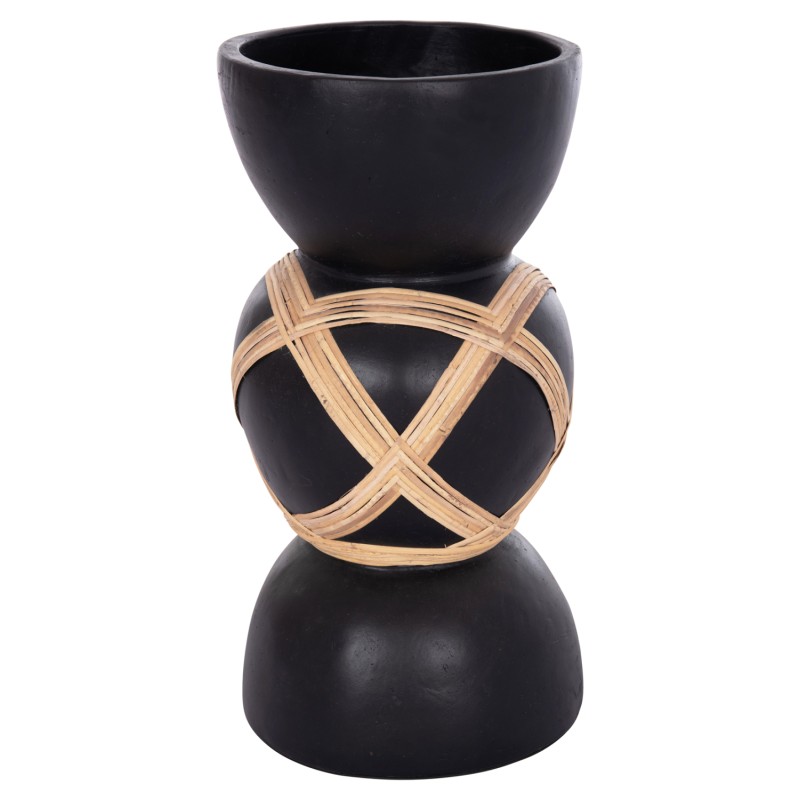 ΔΙΑΚΟΣΜΗΤΙΚΟ ΒΑΖΟ ΔΑΠΕΔΟΥ MAYNARD HM4672.01L FIBER CEMENT ΜΑΥΡΟ-RATTAN Φ32x62.5Υεκ