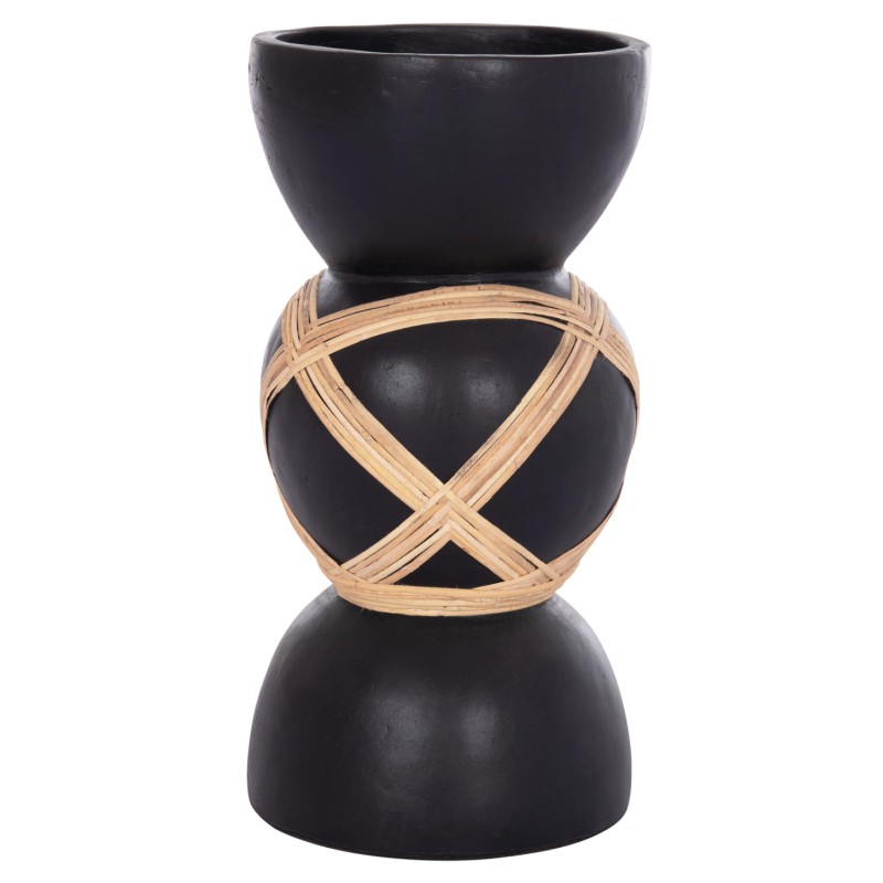 ΔΙΑΚΟΣΜΗΤΙΚΟ ΒΑΖΟ ΔΑΠΕΔΟΥ MAYNARD HM4672.01L TERRACOTTA ΜΑΥΡΟ-RATTAN Φ32x62.5Υεκ