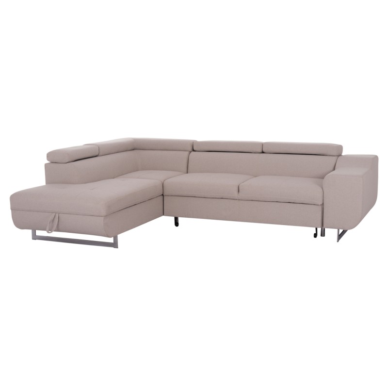 ΓΩΝΙΑΚΟΣ ΚΑΝΑΠΕΣ-ΚΡΕΒΑΤΙ ΜΕ ΑΠΟΘ.ΧΩΡΟ ENCORE HM3301.03L ΜΠΕΖ ΥΦΑΣΜΑ 285x205x90Υεκ.