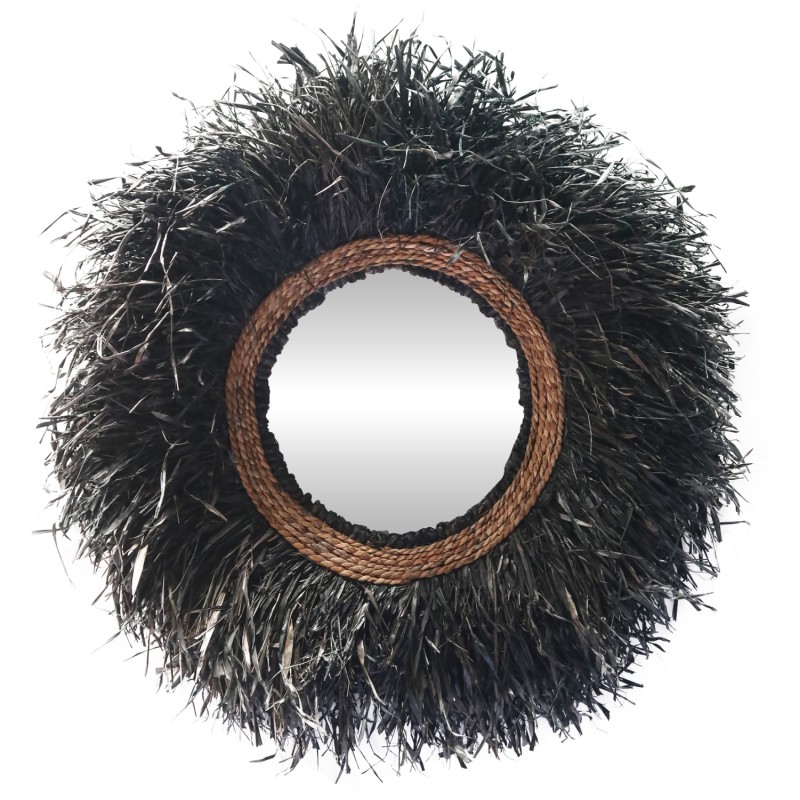 ΔΙΑΚΟΣΜΗΤΙΚΟΣ ΚΑΘΡΕΠΤΗΣ ΤΟΙΧΟΥ ΣΤΡΟΓΓΥΛΟΣ BRENNO HM4713 ΙΝΕΣ ΜΠΑΝΑΝΑΣ ΜΑΥΡΟ Φ80εκ